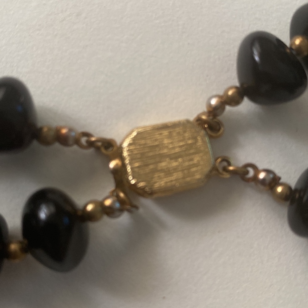 Vintage Statement Necklace Tortoise Shell And Bla… - image 6